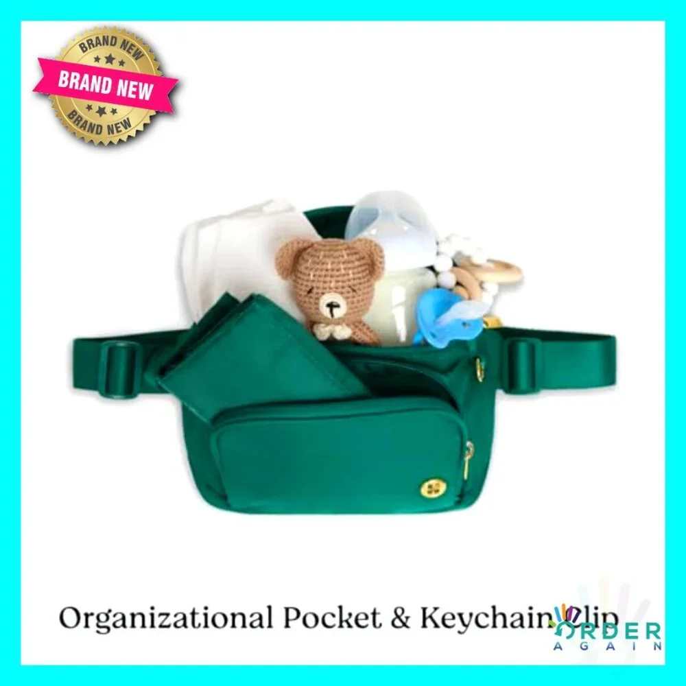 Unisex Diaper Waistpack Crossbody Bag Water-Resistant Nylon Hands-Free